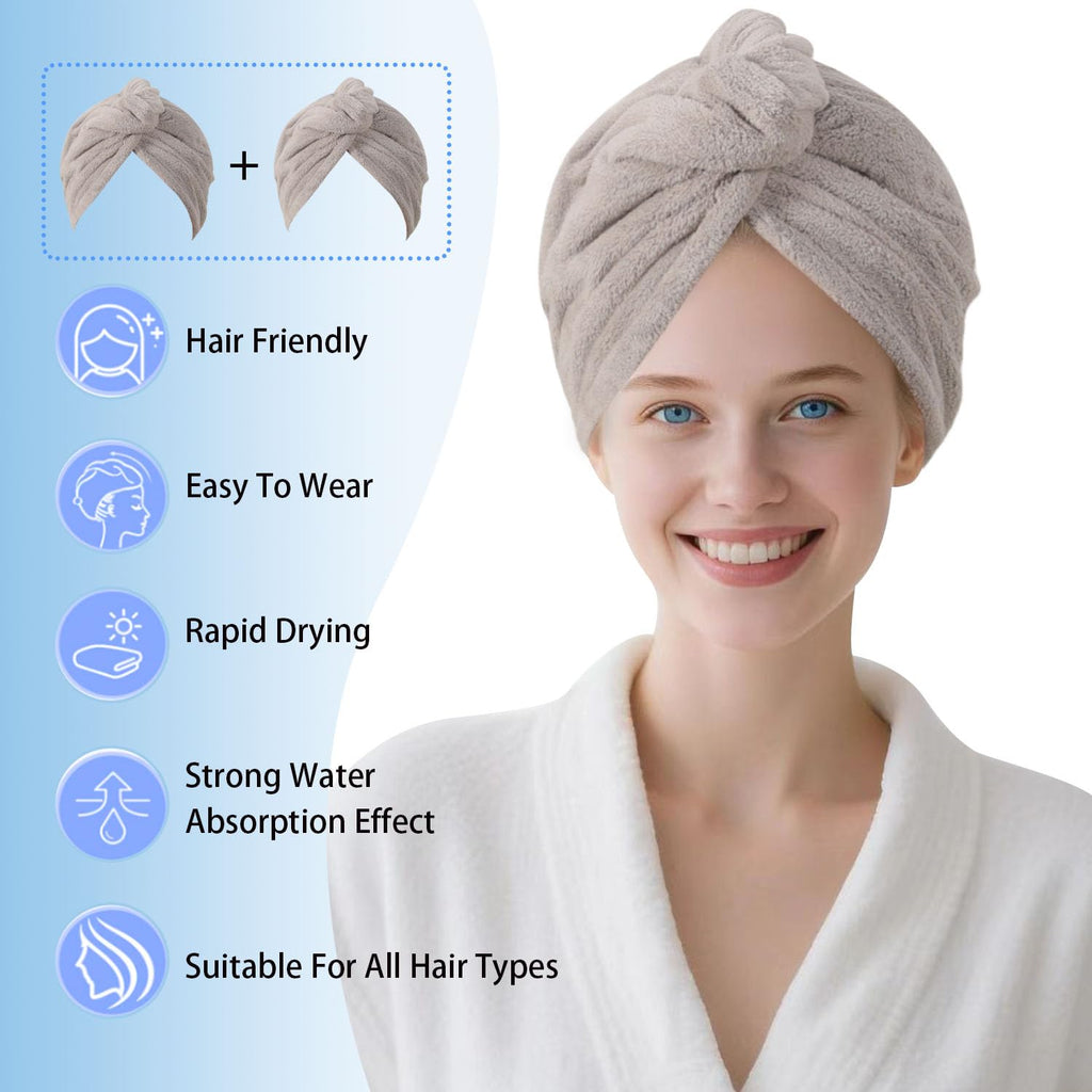 AGKXHDEC Microfiber Hair Drying Towel Wrap,Hair Turbans Towel for Wet Hair