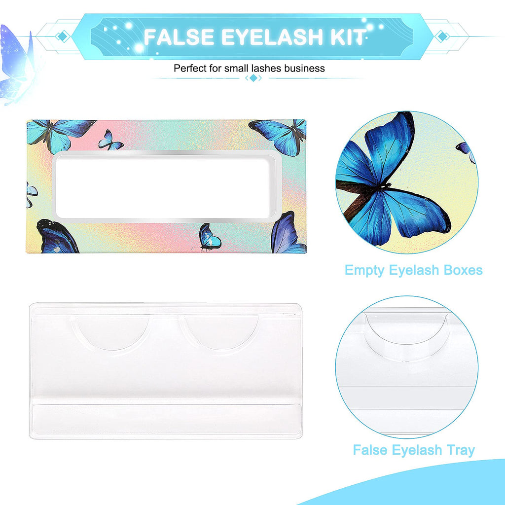 175 Pieces Lash Packaging Wholesale, Include 30 Empty Eyelashes Packaging Box, 30 False Lash Trays, 15 Eyelash Tweezers and 100 Eyelash Brush Mascara Wands Disposable (Green)