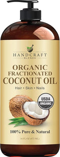 Handcraft Blends Organic Fractionated Coconut Oil | 100% Pure and Natural | Bath & Body Oil | Premium Grade Carrier Oil | Skin | Hair | Body | Massage | Hexane-Free | 16 Fl Oz