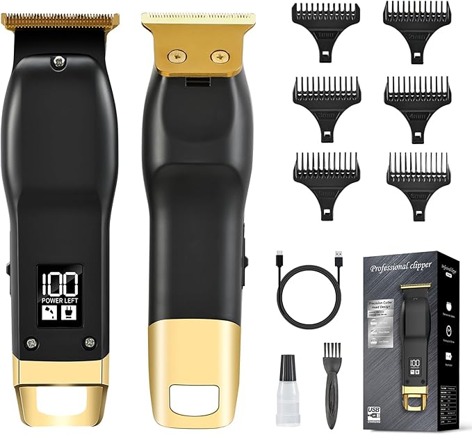 Elehomyou Beard Trimmer for Men - Rechargeable Men's Hair Clippers & Razor, Cordless Hair Trimmer & Shaver for Face, Neck, Groin & Manscaping, Ideal Gift for Men, Black