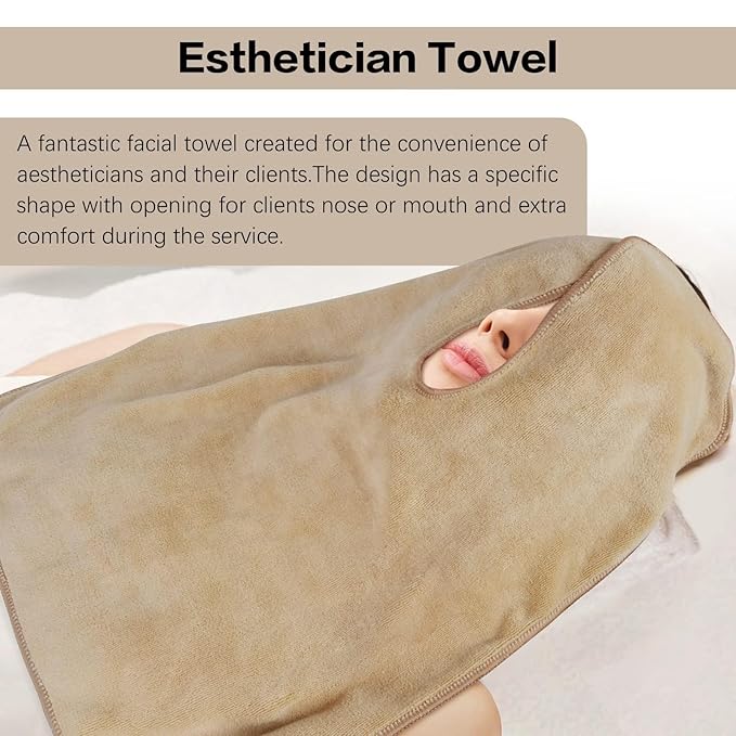 SINLAND Microfiber Esthetician Towels for Facials Mask Removing Face Wrap Soft Facial Cloth with Split Design Spa Towels for Facial Steam Massage and Cleansing 20x15.7inch