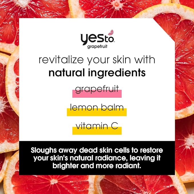 Yes To Grapefruit Daily Facial Scrub & Cleanser, Exfoliating & Restoring Cleanser That Enhances Skins Radiance, With Antioxidants, Lemon Balm Extract, & Vitamin C, Natural, Vegan & Cruelty Free, 4 Oz
