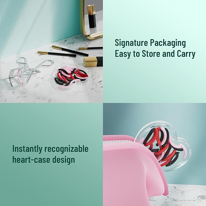 Eyelash Curler Refills with a Heart-Case, 30PCS Colorful Eyelash Curler Pads, Compatible with Universal Eye Lash Curler, Soft and Elastic to Create an Excellent Curling Effect