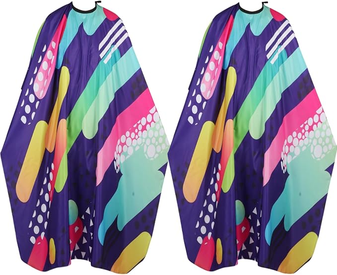 YELEGI Professional Hair Cutting Cape(2Pcs), Salon Barber Cape with Adjustable Snap Closure, Waterproof Hair Dye Color Cape Hair dressing stylist apron (Colorful)