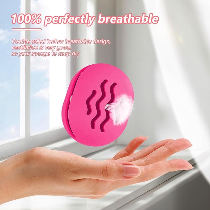 2-Pack Silicone Makeup Sponge Travel Case Makeup Sponge Holder Beauty Blender Case - Travel Storage Case for Beauty Blenders, Portable Organizer（Rose+Gery）