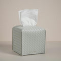 OLETHA Square Tissue Box Cover - Aesthetic Desk Decor for Room, Home & Office - Tissues Cube Boxes Holder - Woven Textured, Grey