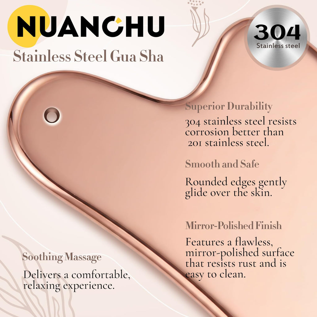 Nuanchu 304 Stainless Steel Gua Sha Facial Tool Pink