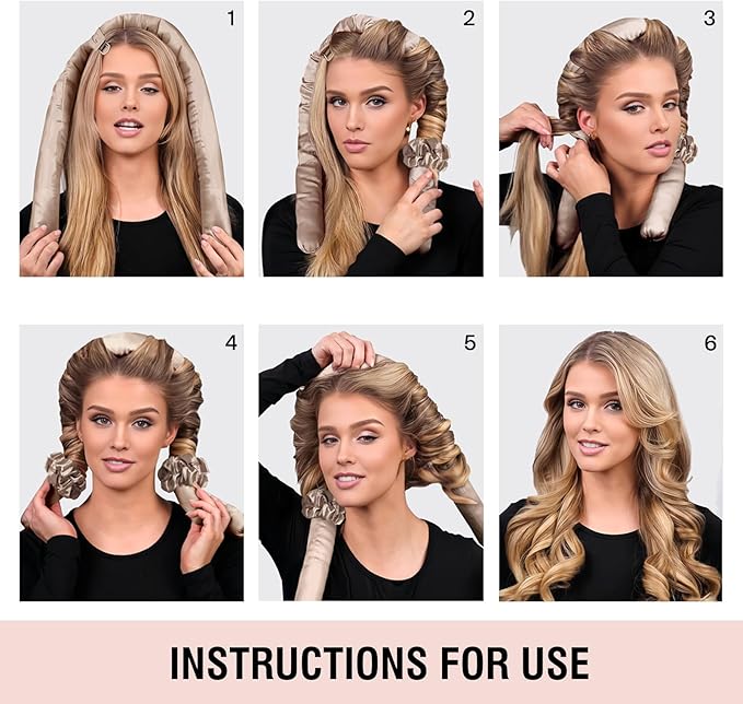 BLINKEEN Jumbo Heatless Hair Curler Set-Satin Heatless Curls Overnight, Jumbo Curling Rod Headband, No Heat Curlers To Sleep in (Green)