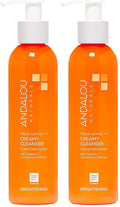Andalou Naturals Brightening Meyer Lemon + Vitamin C Creamy Cleanser | Gentle Face Wash to Even Tone & Boost Glow | Aloe Vera & Natural Ingredients-| For Dull Skin-| 6 oz,(Pack of 2)