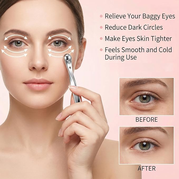 Molain 6Pack Metal Eye Cream Applicator, Eye Roller Scraper Massage Stick Tool for Reducing Depuffer Puffiness Eye Massage Tool