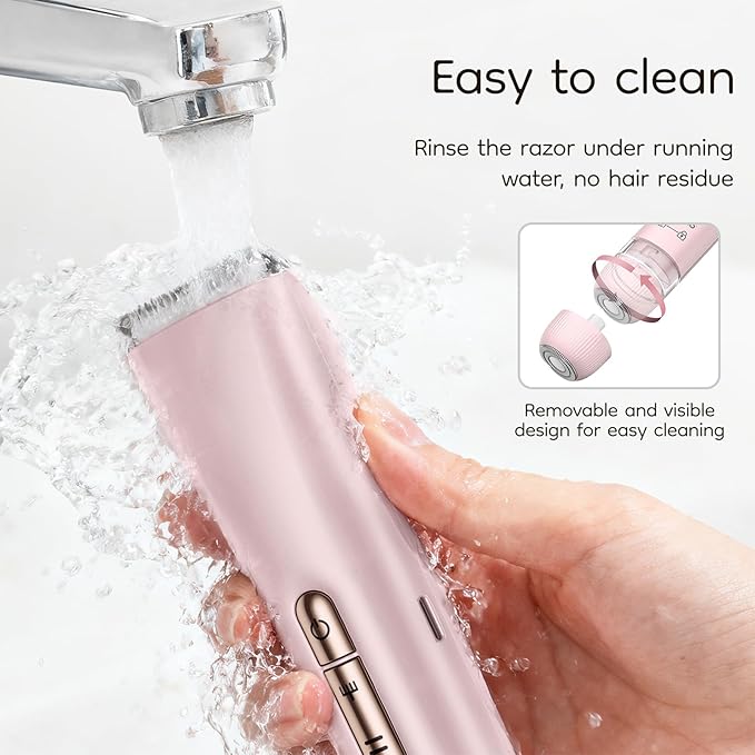 Bikini & Body Hair Trimmer for Women, Dual Head - IPX7 Waterproof Electric Razor for Gentle Pubic, Facial, Underarm, and Leg Shaving