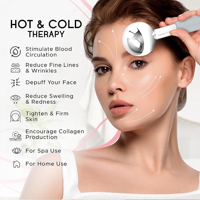 Ice Globes for Facials | Unbreakable Steel Cooling Roller | Cryo Sticks for Face | Massager for Face Neck & Eyes | Skin Care for Dark Circles, Puffiness, Wrinkles, Collagen Production (Gray)