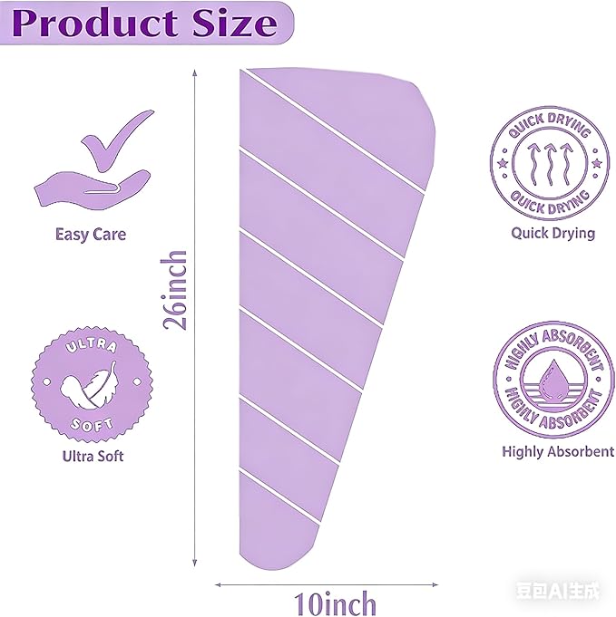 3 Pack Microfiber Hair Towel Wrap for Women, Fast Drying Hair Turban with Button, Anti-Frizz Large Hair Towel for All Hair Styles, Soft & Absorbent Hair Drying Towel
