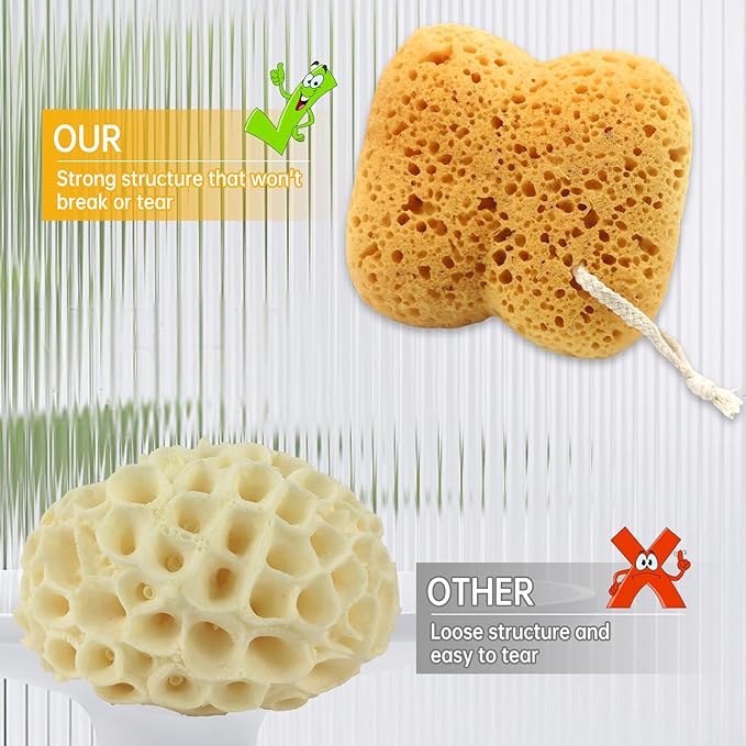 3Pcs Bath Sponges,Larger Shower Sponges for Women Men, Exfoliating Body Sponge Dense Foam for Gentle & Deep Cleansing, Ultra-Soft for Sensitive Dry Skin