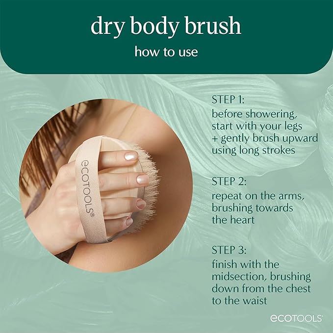 EcoTools Dry Body Brush for Circulation, Dead Skin Removal + Exfoliating Body Scrubber Bath Net, Inspired by The African Net Sponge, Self-Care Gifts, Natural Beige