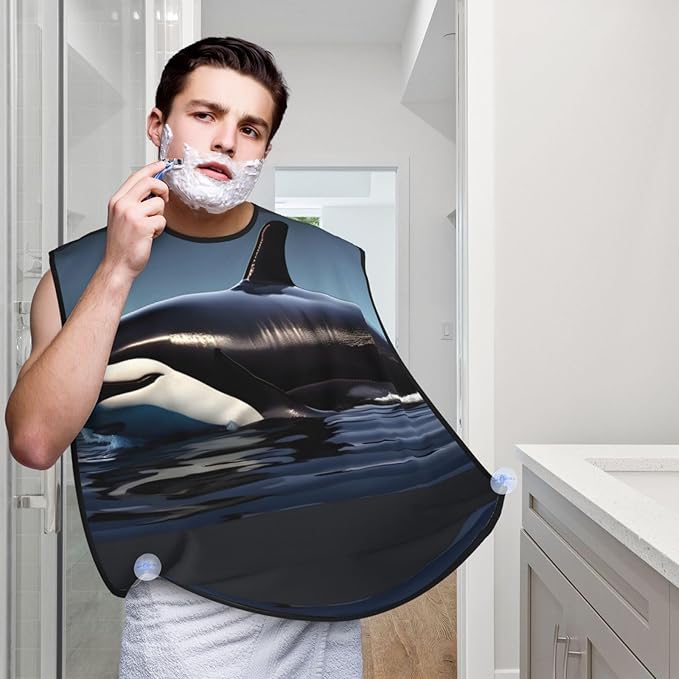Beautiful Peacock Print Beard Bib Shaving Apron, Beard Hair Trimming Cape Gift For Dad