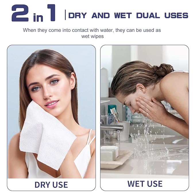 Disposable Face Towel, 400 Count Face Towels, for Washing Soft Cotton Dry Wipes Facial Cloths Towelettes for Washing and Drying, Facial Tissue for Cleansing, Skincare and Makeup Remover