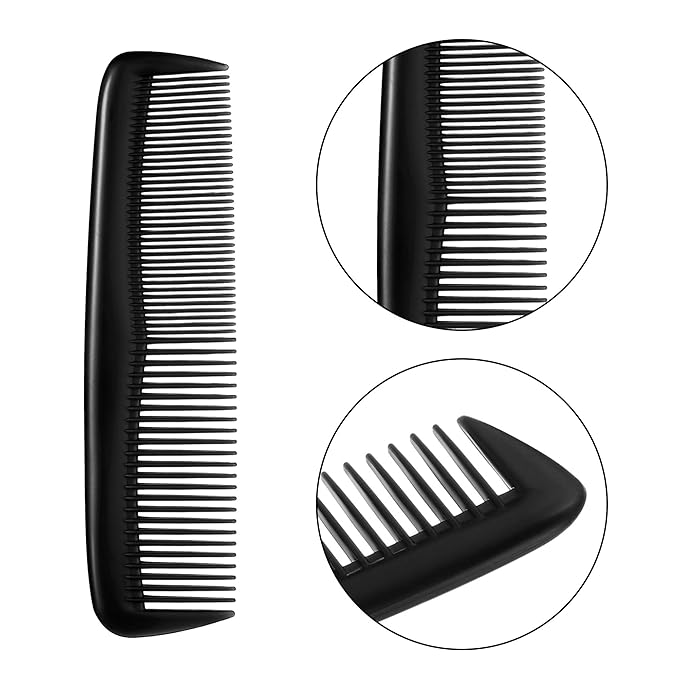 Leinuosen 12 Pieces Pocket Hair Combs, Fine Tooth Combs, Black