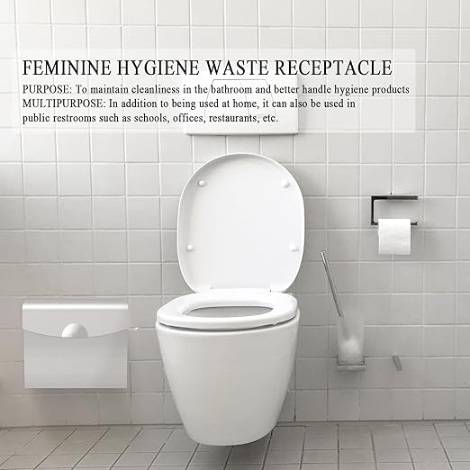 FAOEHN Sanitary Napkin Receptacle with Hygiene Disposal Bags and Trash Bag, 9.4x7.8x3.5 inches Stainless Steel Wall Mounted Feminine Hygiene Bin for Bathroom, Office (Silver)