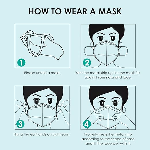 LEMENT KN95 Face Masks 50 Pack,5-Ply Breathable Cup Dust Disposable Masks For Adults,Blue