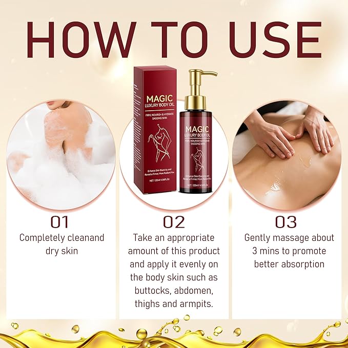 Trihood Body Firming Oil – Nourishing & Hydrating Dry Oil with Vitamin E & Natural Oils, Fast-Absorbing Serum for Crepe Skin, Helps Improve Elasticity & Smooth Skin Appearance, Full Body Care, 120ML