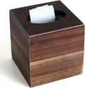 KALEKAIL Wood Tissue Box Cover， Acacia Wood Tissue Box Cover Square, Decorative Cube Facial Wooden Tissue Box Holder with Slide-Out Bottom for Bathroom, Bedroom, Dinner Table, Office, Kitchen