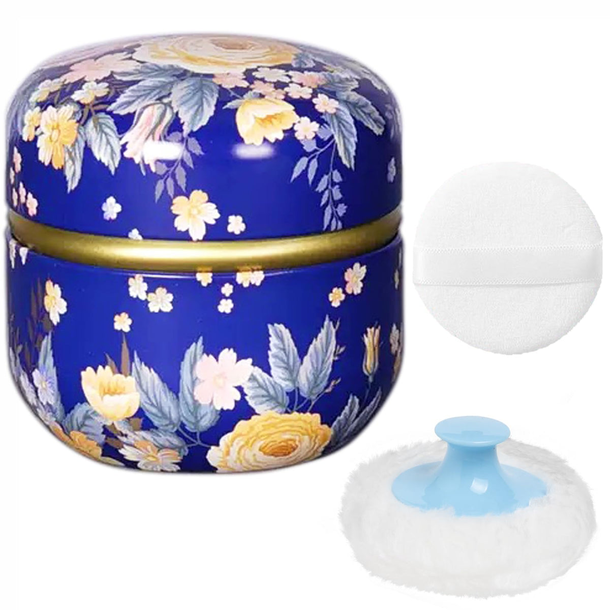 WEMEGA Body Powder Case with Powder Puff Powder Container Tea Box for Baby and Women Powder Puff and Powder Case for Travel (Flower Blooming1)