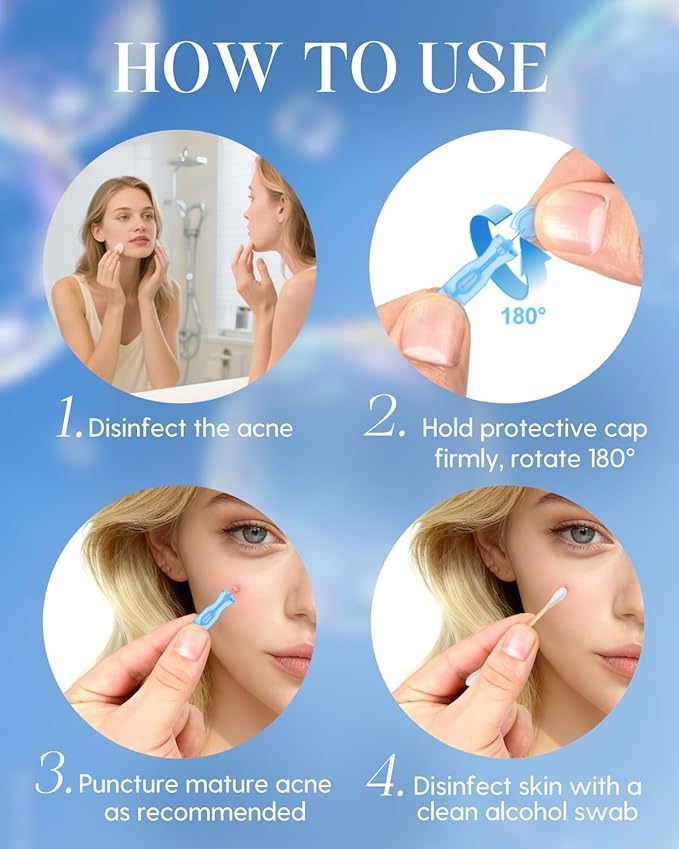 DTTIYXI Pimple Needle 50PCS, Sterile Acne Needle Kit & Pimple Popper Needles for Blemish & Blackhead Removal, Disposable Extraction Tools for Clear Skin (Home & Salon Use)