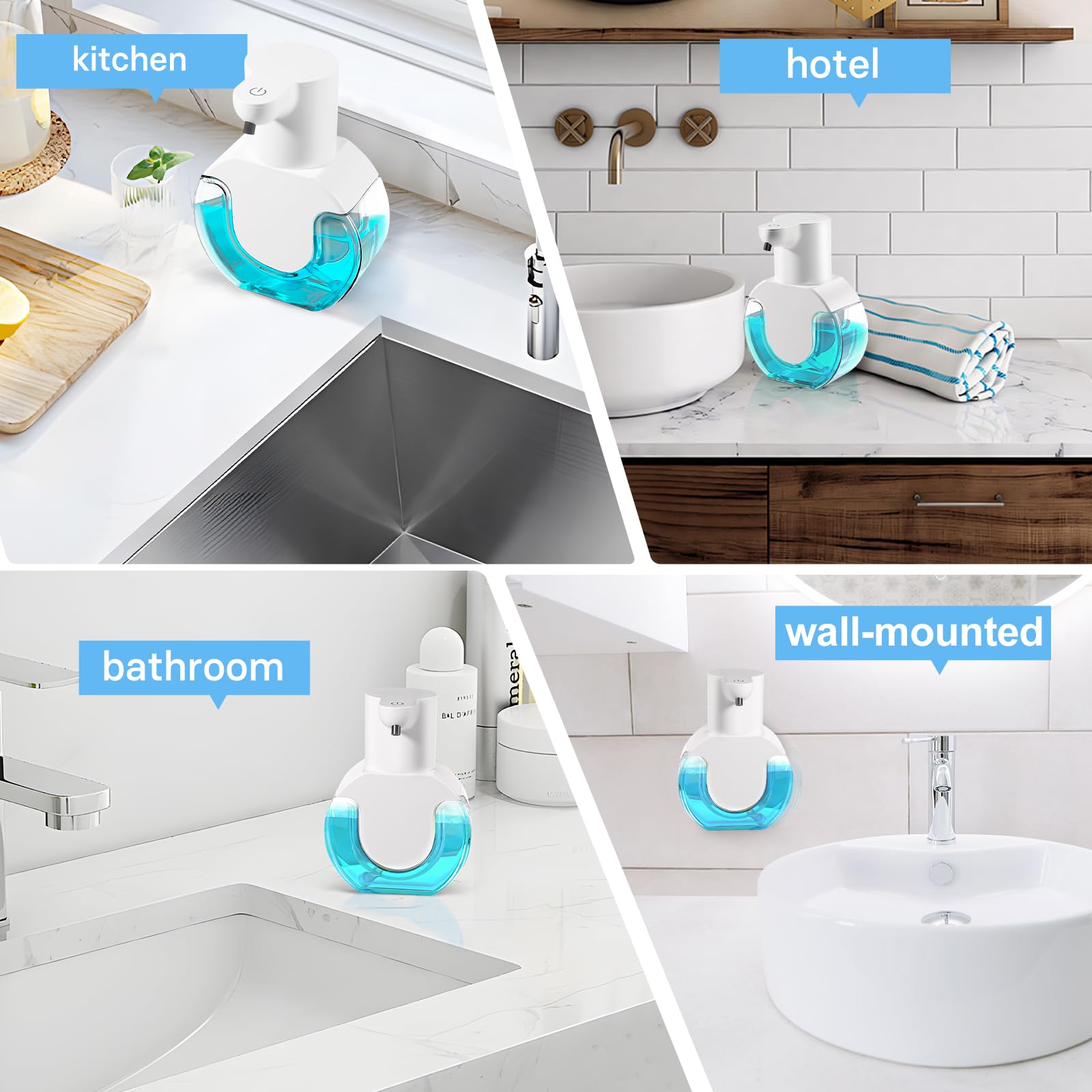 2 Pack Automatic Liquid Soap Dispenser,14.2oz/420ML Touchless Automatic Soap Dispenser,Rechargeabled Wall Mounted Smart Pump for Bathroom Kitchen