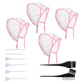 4 Pcs Hair Highlighting Cap, Highlight Cap with Hooks, Highlighting Kit for Blonde & Color, Salon Frosting Dye Kit for Home Hair Coloring, Durable Silicone Caps, Easy to Use