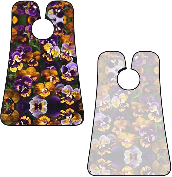 Pansy Perfection Print Beard Bib Shaving Apron, Beard Hair Trimming Cape Gift For Dad