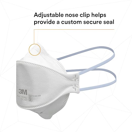 3M Aura Particulate Respirator 9205+, N95, Pack of 440 Disposable Respirators, Individually Wrapped, 3 Panel Flat Fold Design Allows for Facial Movements, Comfortable, NIOSH Approved