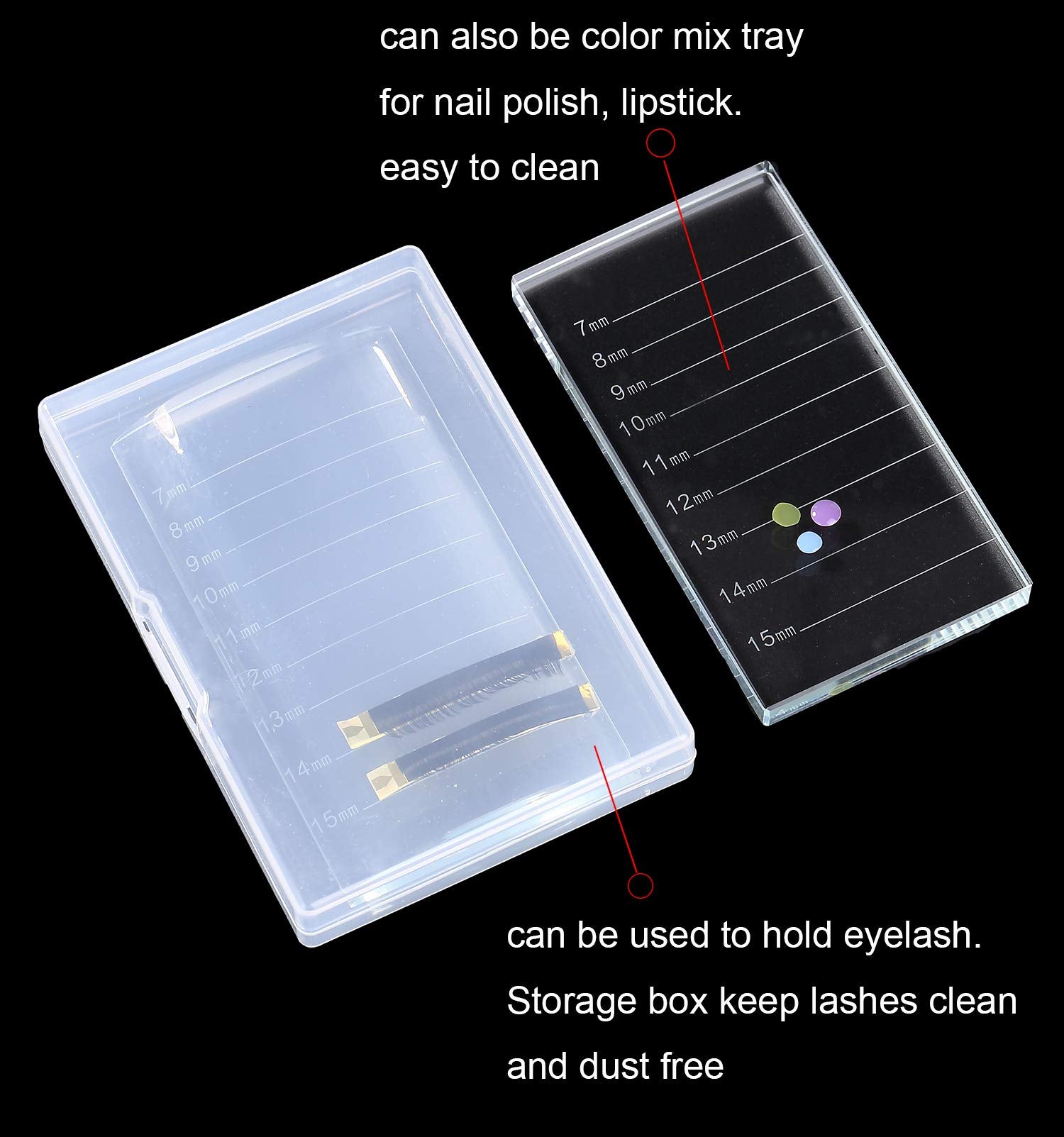 Eyelash Extension Crystal Pallet Lash Holder Tray Bigger Size with Storage Case 4.3x2.4 Inch,7-15 mm