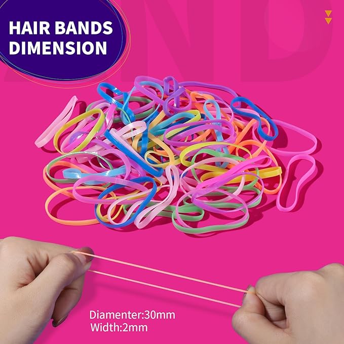 Teenitor 2000Pcs Elastic Hair Ties Toddler, Elastic Rubber Bands Baby Hair Ties, Multi Color Hair Ties for Little Girls Elastic Small Rubber Bands for Kids Baby Girls Toddler Elastic Ties Colorful