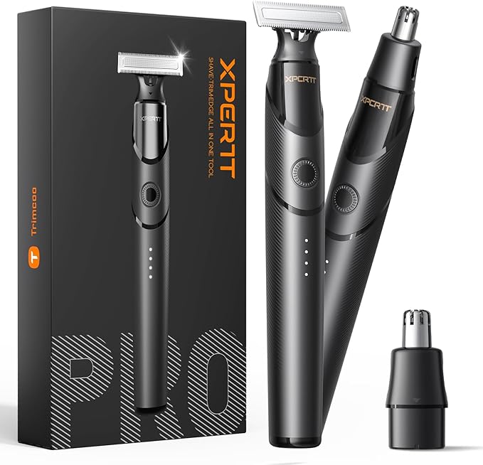 [2026 Upgraded] Body & Nose Hair Trimmer Kit, [All-in-One] Travel Beard Electric Shaver for Men, USB-C Fast Charging, Rechargeable Painless Razor Cordless Waterproof Wet/Dry, Black(Solo)
