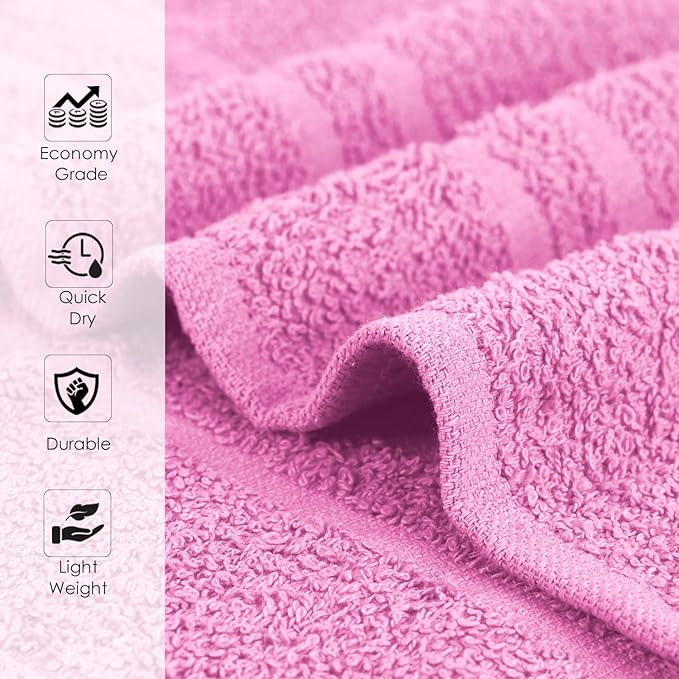 STF Linen Hand Towels (Pack of 40) Pink Economy Towels Salon Towels - 100% Cotton Spa Towel – 16 x 27 Inches Highly Absorbable, Facial, Gym, Hair, Face Towels Bulk
