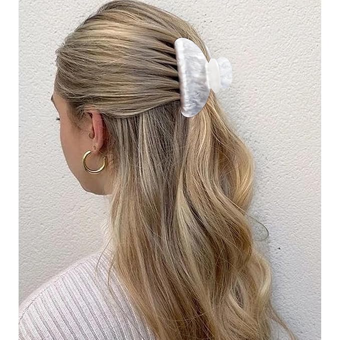 Canitor Claw Clips for Women Acrylic Marble Non-slip Emi Hair Clips for Thick Thin Hair Strong Hold Durable Banana Barrettes Cute Hair Accessories Black Pink White