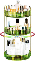 Niluks 360 Rotating Makeup Organizer - Large Capacity Spinning Perfume & Cosmetic Skincare Holder for Vanity & Countertop (Gem Green, 3 Tier)