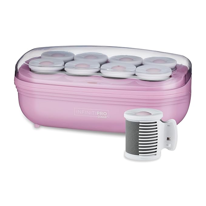 Conair Hot Rollers for Long, Medium & Short Hair, 8 Ceramic Flocked 2-Inch Heated Hair Rollers with Clips, Hot Curlers for Women, Volume & Curls, Amazon Exclusive, Lilac