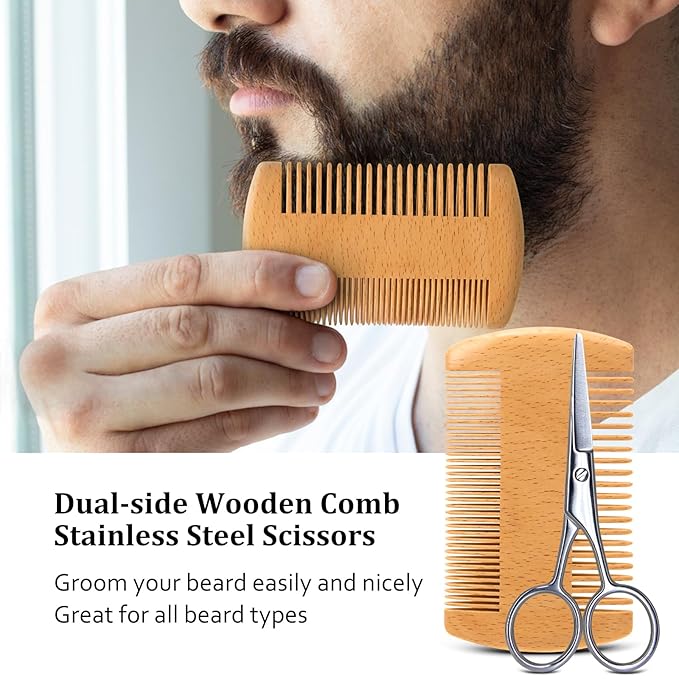 MALE GOD Beard Kit for Men's Grooming & Care, Natural Ingredients Beard Oil, Balm, Brush, Comb, Stocking Stuffers for Adult Men, Chirismtas & Birthday Gifts for Men Dad Him Husband Boyfriend Brother