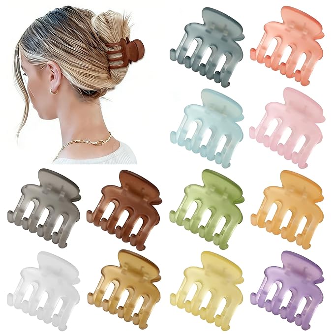 Sisiaipu 12Pcs Hair Clips for Women 1.8 Inch Small Claw Clips for Thin Hair Medium Hair Claw Clips for Thick Hair Accessories for Women Girls (Ice Cream)