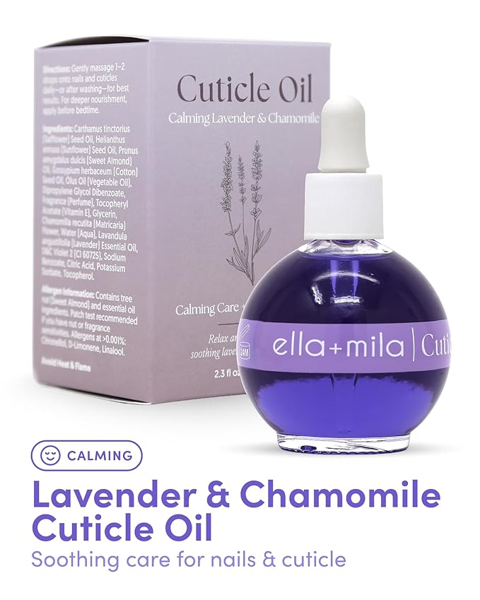 ella+mila Cuticle Oil for Nails - Lavender & Chamomile, Vegan, 2.3 fl oz