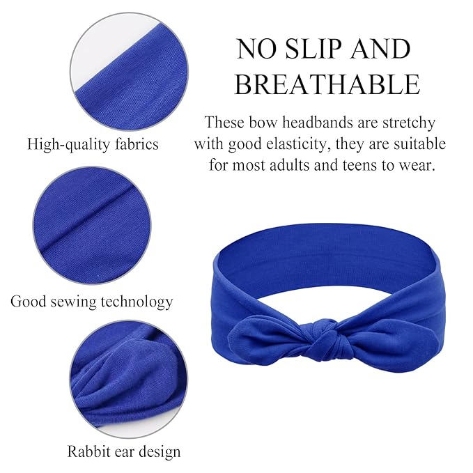 Huachi 12 Pack Bow Headbands for Women Headwraps Hairband Knotted Head Bands Rabbit Ears Stretchy Turban Head Wraps Fashion Sport Cute Hair Accessories