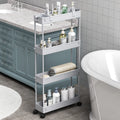 SPACELEAD Slim Storage Cart 4 Tier,Bathroom Organizer Rolling Utility,Mobile Shelving Unit Slide Out for Office, Kitchen, Laundry Room & Narrow Places,Gray