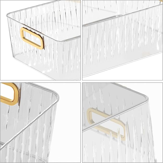Kekow 6-Pack Clear Pantry Organizer Bins, Plastic Storage Bins with Handle