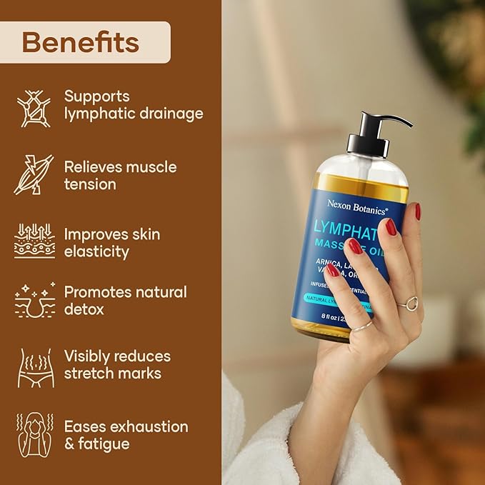 Lymphatic Massage Oil for Massage Therapy & Gua Sha with Arnica 8 fl oz
