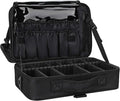 Relavel Makeup Bag Travel Makeup Train Case Large Cosmetic Case Professional Portable Makeup Brush Holder Organizer and Storage with Adjustable Dividers and Shoulder Strap Black