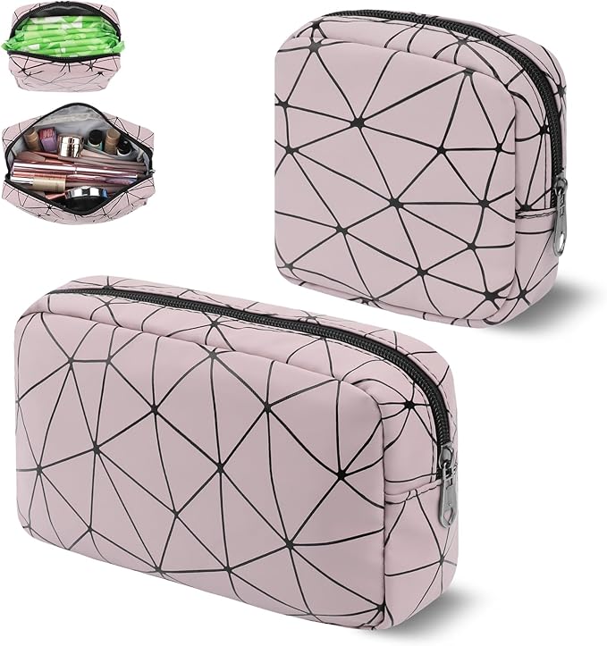Likesing Period Bag for Teen Girls, Leather Sanitary Napkin Storage Bag, Portable Menstrual Pad Bag Period Pads Pouch, Small Make Up Bags(Pink)
