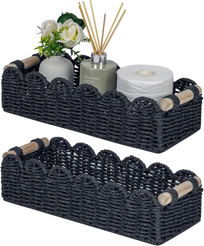 CubesLand Bathroom Basket Organizer, Toilet Tank Paper Storage Baskets 2PK