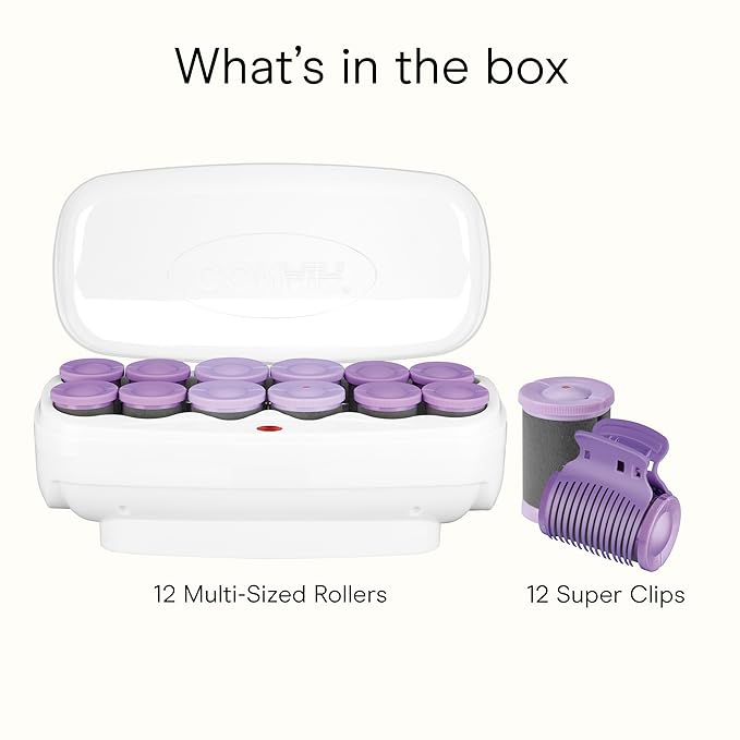 Conair Ceramic Hot Rollers, 1 3/4 Inch & 1 1/2 Inch Rollers, Lavender, 12